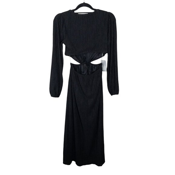NWT Nordstrom Lush Black Long Sleeve Cut Out Dress SZ S Midi - Picture 2 of 9